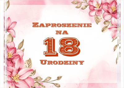 Zaproszenie na 18 urodziny A6 Bez personalizacji Koperta - wzór U23 - 10 szt.