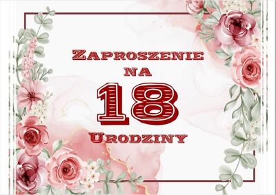 Zaproszenie na 18 urodziny A6 Bez personalizacji Koperta - wzór U24 - 10 szt.