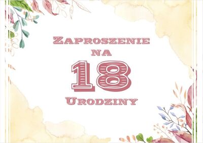 Zaproszenie na 18 urodziny A6 Bez personalizacji Koperta - wzór U22 - 10 szt.