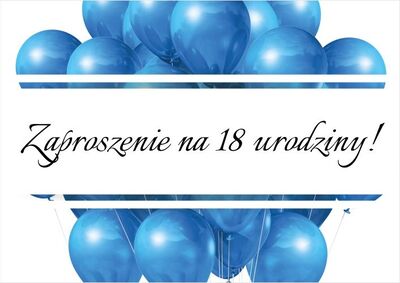 Zaproszenie na 18 urodziny A6 Bez personalizacji Koperta - wzór U21 - 10 szt.